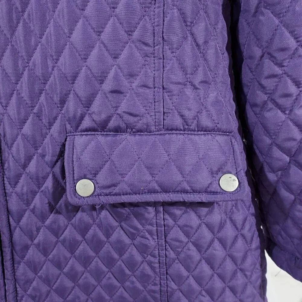 Jane Ashley Women's Quilted Coat, Size Medium Jacket Purple - Picture 10 of 16